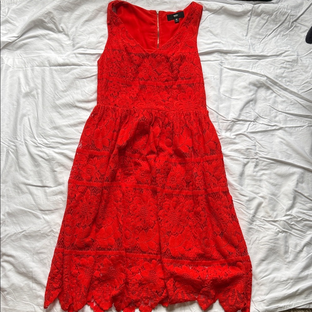 Elegant orange Lace Dress